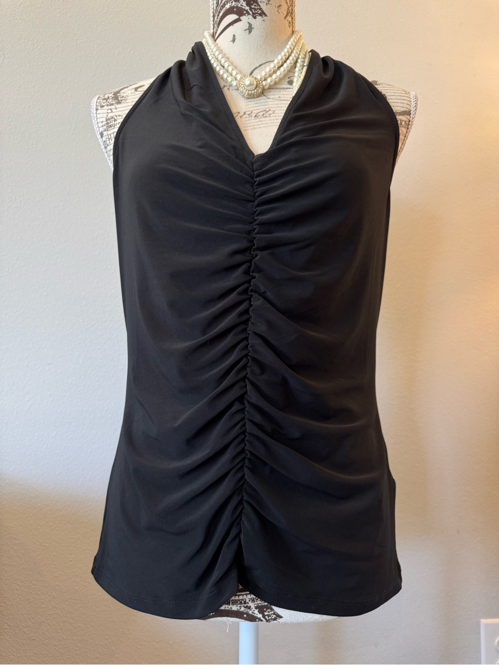 NWT Anthropology Black Ruched Halter Top - Picture 3 of 11
